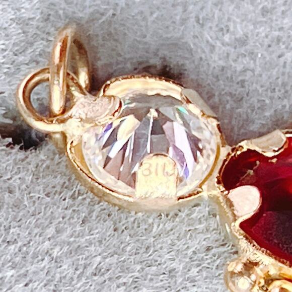 VTG 14K Gold July Birthstone Charm Pendant Necklace Petite Minimalist Dainty - Picture 8 of 13